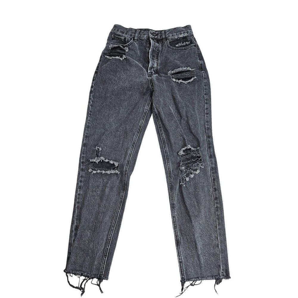 PacSun Jeans Womens‎ 26 Charcoal Ultra High Rise Slim Tapered Distressed Denim